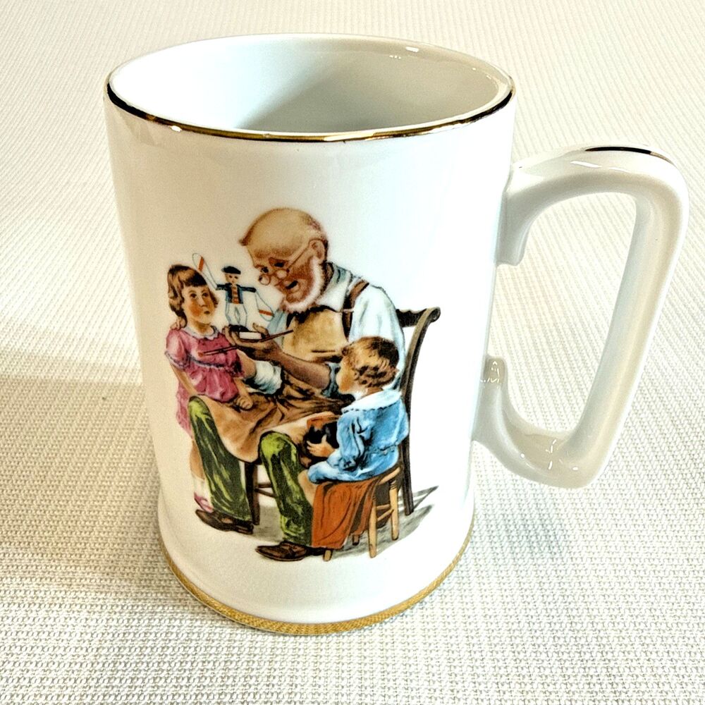 Norman Rockwell Museum The Toymaker Coffee Mug Tea Cup collector's 1986 vintage